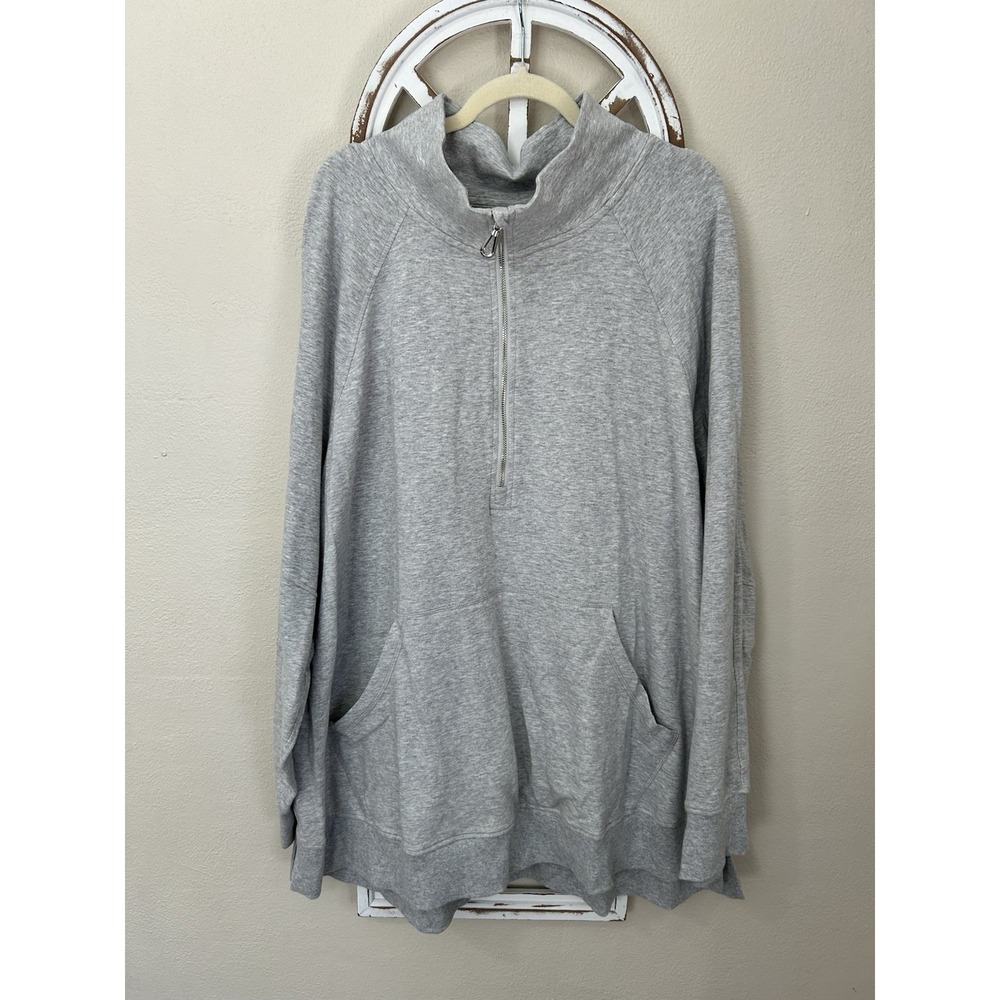 Tru by Torrid Size 4 Gray 1/2 Zip Lightweight Pullover thumbholes mock neck
